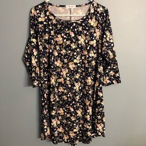 Navy blue small floral dress NWT
